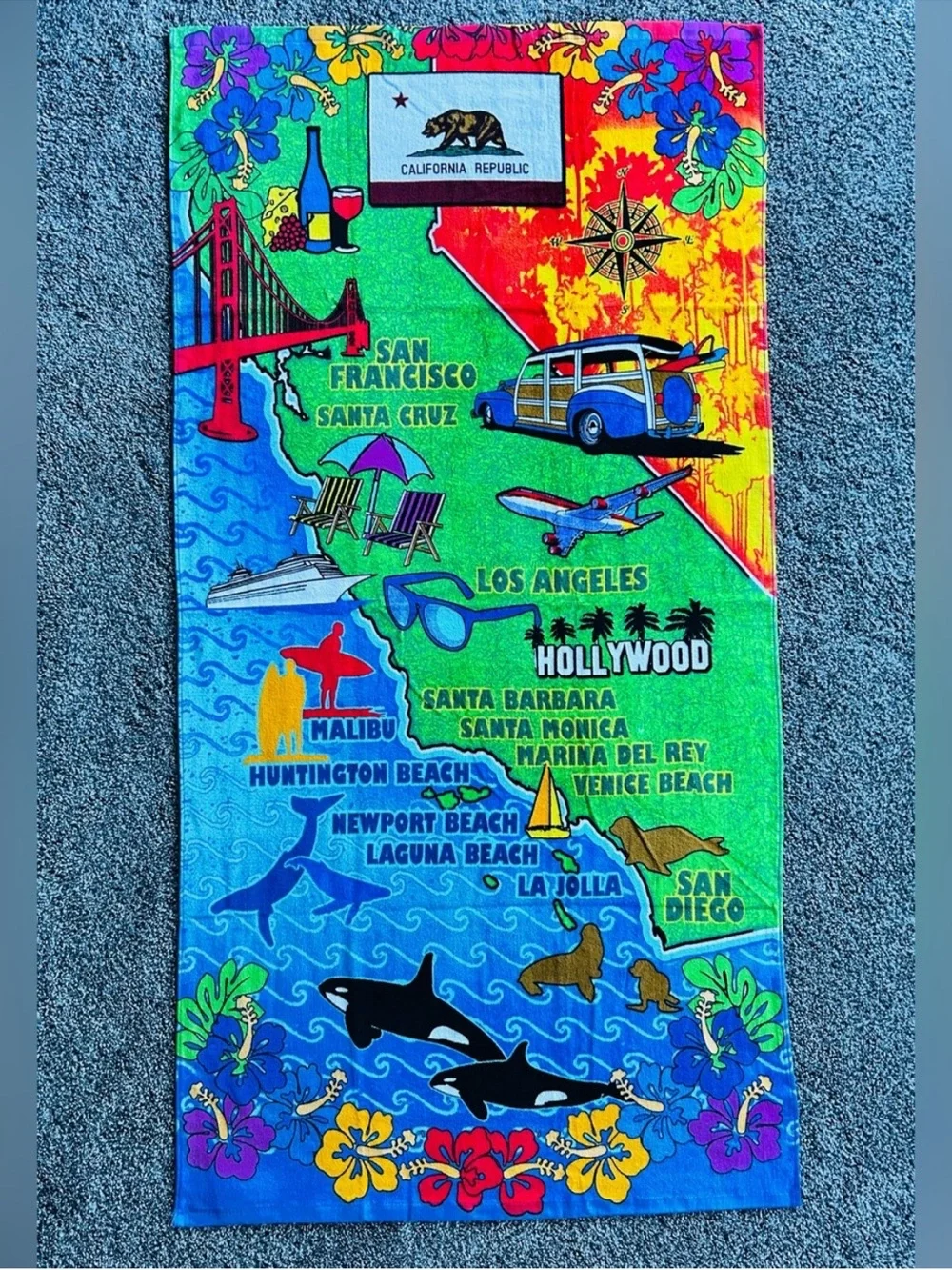 California Coastal Kids Beach Towel - Bright Multicolor